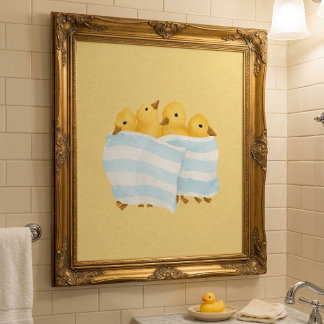 Poster Canetons mignons dans une serviette pour la nurser