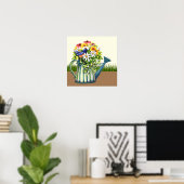 Poster Canette d'eau avec Fleurs sauvages (Bureau à domicile)