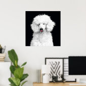 Poster Caniche blanc idiot (Bureau à domicile)