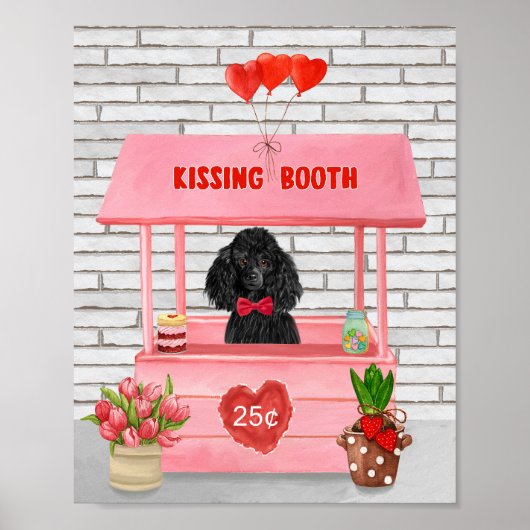Poster caniche Chien Valentine's Day Kissing Booth (Devant)