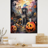 Poster Caniche D'Halloween Avec Peur Citrouille (Cuisine)