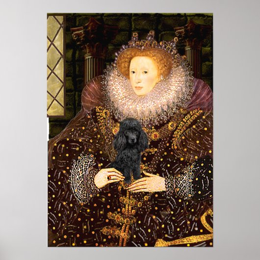 Poster Caniche (noir 1) - Reine (Devant)