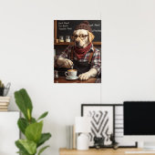 Poster Canine Caffinée Dans Une Flannelle Cosy (Bureau à domicile)