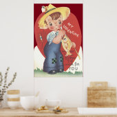 Poster Canne à pêche garçon de la campagne Saint-Valentin (Cuisine)