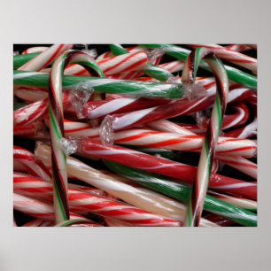 Poster Canne de bonbons festive à la menthe chocolatée