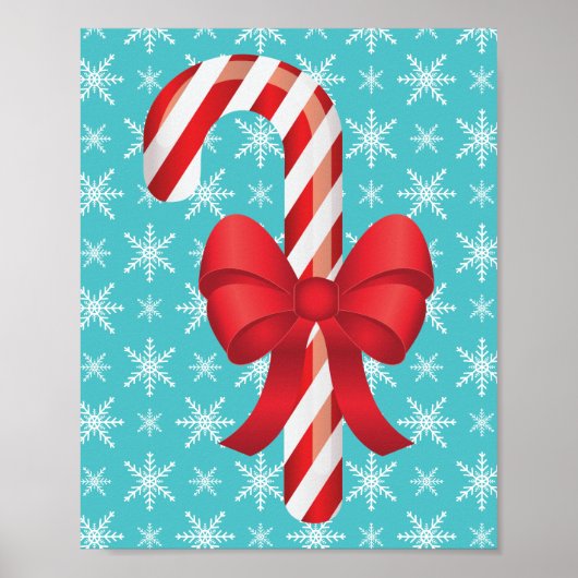 Poster Canne de Noël festive avec un nœud (Devant)