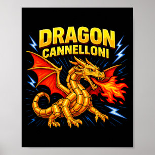 Poster Canneloni au dragon Cadeau drôle de jeu de mots su