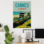 Poster Cannes Côte d'Azur La Croisette Illust France (Bureau à domicile)