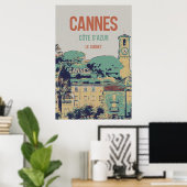Poster Cannes Côte d'Azur Le Suquet illustration France P (Bureau à domicile)