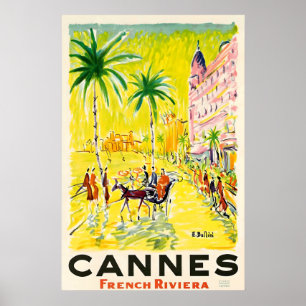 Poster Cannes Cotes d'Azur Sud de la France Voyage Vintag