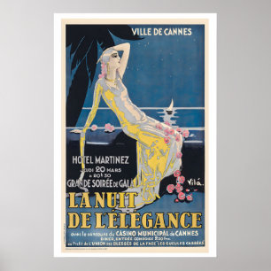 Poster Cannes French Riviera Nuit d'Élégance Vintage