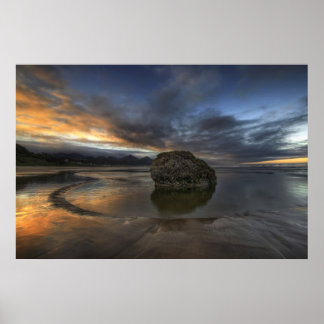 Poster Cannon Beach Low Tide en Oregon Pacifique Océan