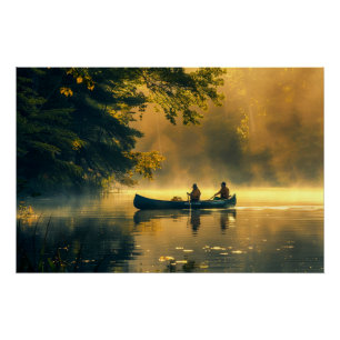 Poster Canot dans une rivière
