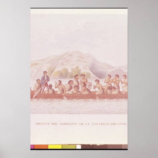 Poster Canot Dugout piloté par des natifs de Nouvelle-Zél (Devant)