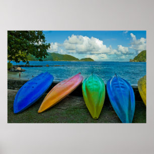 Poster Canots Colorés Sur La Plage À Pago Pago