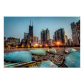 Poster Canots sur Oak Street Beach un peu après le couche (Devant)