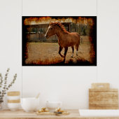 Poster Cantering Sorrel Horse revient à la maison de la g (Cuisine)