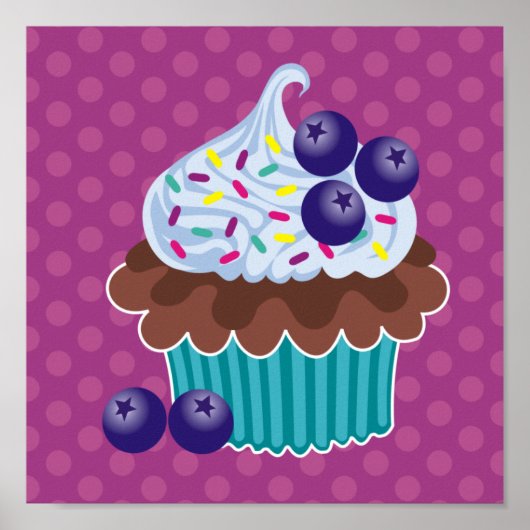 Poster Canvas de cupcake bleuté Imprimer (Devant)