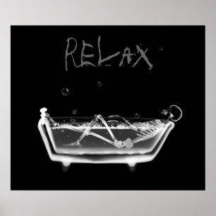 Poster Canvas Imprimer B&W Relax X-Ray Skeleton Temps de