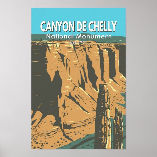 Poster Canyon De Chelly Monument National Arizona Vintage (Devant)