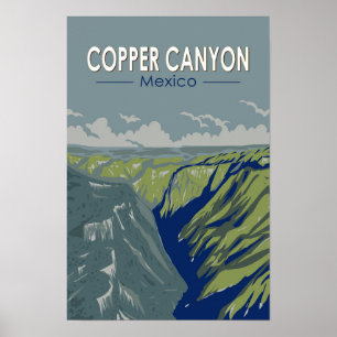 Poster Canyon de cuivre art de voyage vintage Mexique