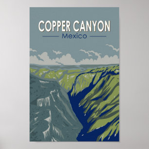 Poster Canyon de cuivre art de voyage vintage Mexique