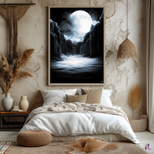 Poster Canyon de glace lunaire – Paysage monochrome au cl