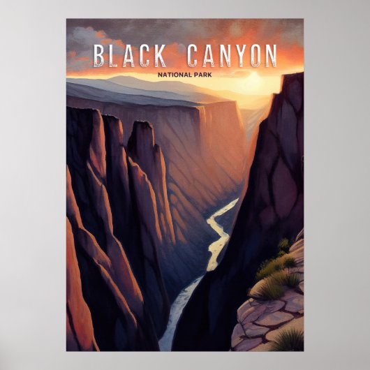 Poster Canyon Noir Aquarelle (Devant)