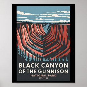 Poster Canyon noir du parc national de Gunnison vintage