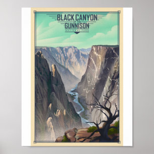 Poster Canyon noir du Parc National des Gunnison Litho