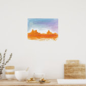 Poster Canyon Paysage Orange bleu peinture Abstraite art (Cuisine)