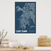Poster Cap Afrique du Sud Ville Carte Ligne Art (Cuisine)