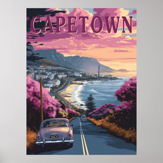 Poster Cap, Afrique du Sud Vintage voyage (Devant)