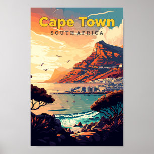 Poster Cap Afrique du Sud Voyage Art Vintage