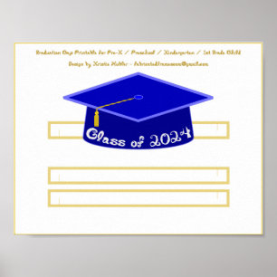 Poster Cap Bleu Casquette Classe 2024 Parties scintillant