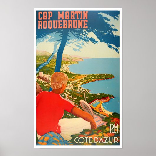 Poster Cap Martin Roquebrune France vintage travel (Devant)