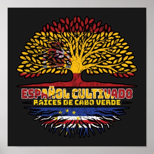 Poster Cap-Vert Espagne drapeau espagnol des racines d'ar (Devant)