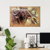 Poster Cape Buffalo & Oxpeckers (Thuiskantoor)