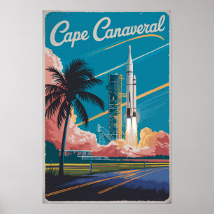 Poster Cape Canaveral Florida Illustration Art de Voyage