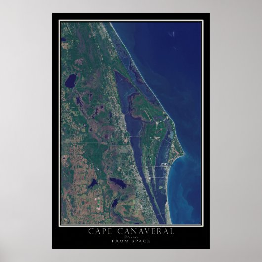 Poster Cape Canaveral Floride De L'Espace Carte Satellite (Devant)