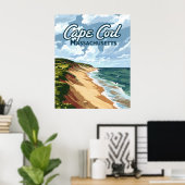 Poster Cape Cod Beach Mer Massachusetts Bleu (Bureau à domicile)
