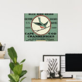 Poster Cape Cod Blue Bird Brand Cranberry Étiquette (Bureau à domicile)