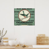 Poster Cape Cod Blue Bird Brand Cranberry Étiquette (Cuisine)