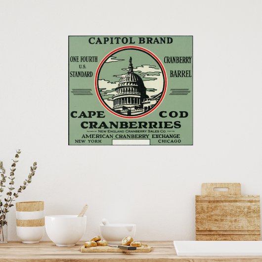 Poster Cape Cod Capitol Marque Cranberry Étiquette (Cuisine)