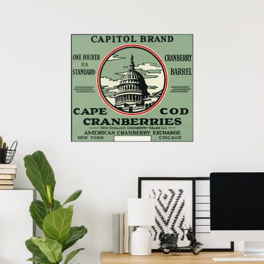 Poster Cape Cod Capitol Marque Cranberry Étiquette (Bureau à domicile)