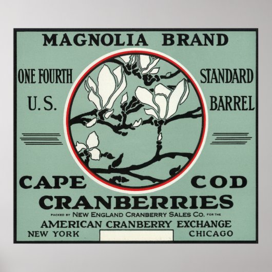 Poster Cape Cod Magnolia Brand Cranberry Étiquette (Devant)
