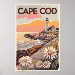 Poster Cape Cod Massachusetts Art de voyage Rétro Peintre