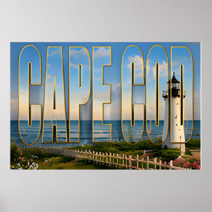 Poster Cape Cod Massachusetts Phare Voyage Côtier