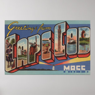 Poster Cape Cod, MassachusettsScènes de grandes lettres