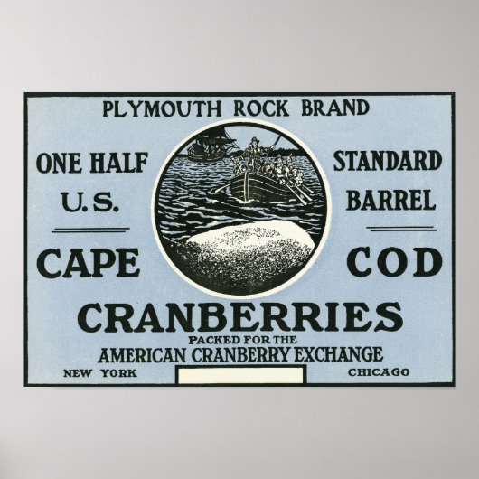 Poster Cape Cod Plymouth Rock Marque Cranberry Étiquette (Devant)